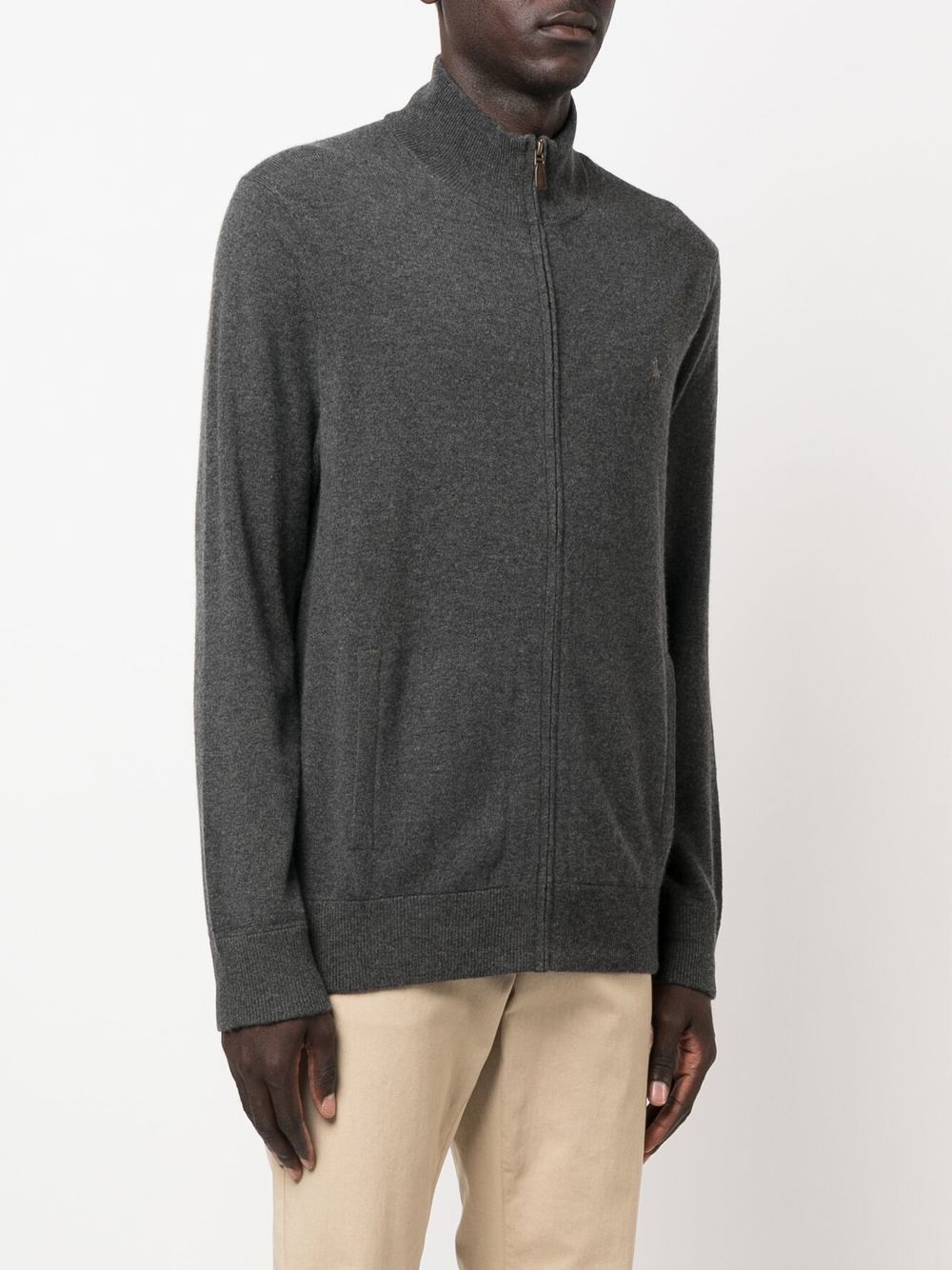 POLO RALPH LAUREN Cardigan con cerniera a collo alto in lana antracite