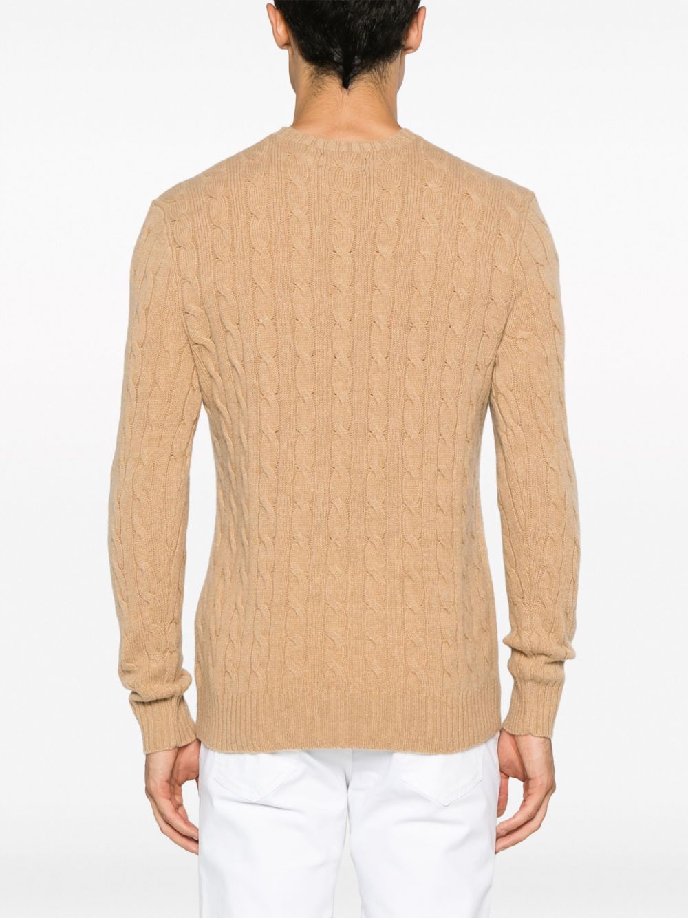 POLO RALPH LAUREN Maglia girocollo in cotone crema con texture intrecciata