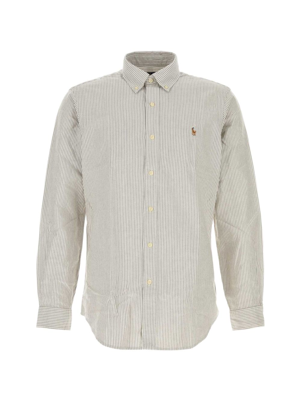 POLO RALPH LAUREN Camicia in cotone a righe marroni con logo