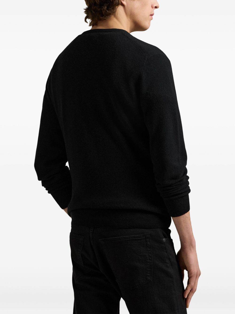 POLO RALPH LAUREN Maglia in lana nera con logo