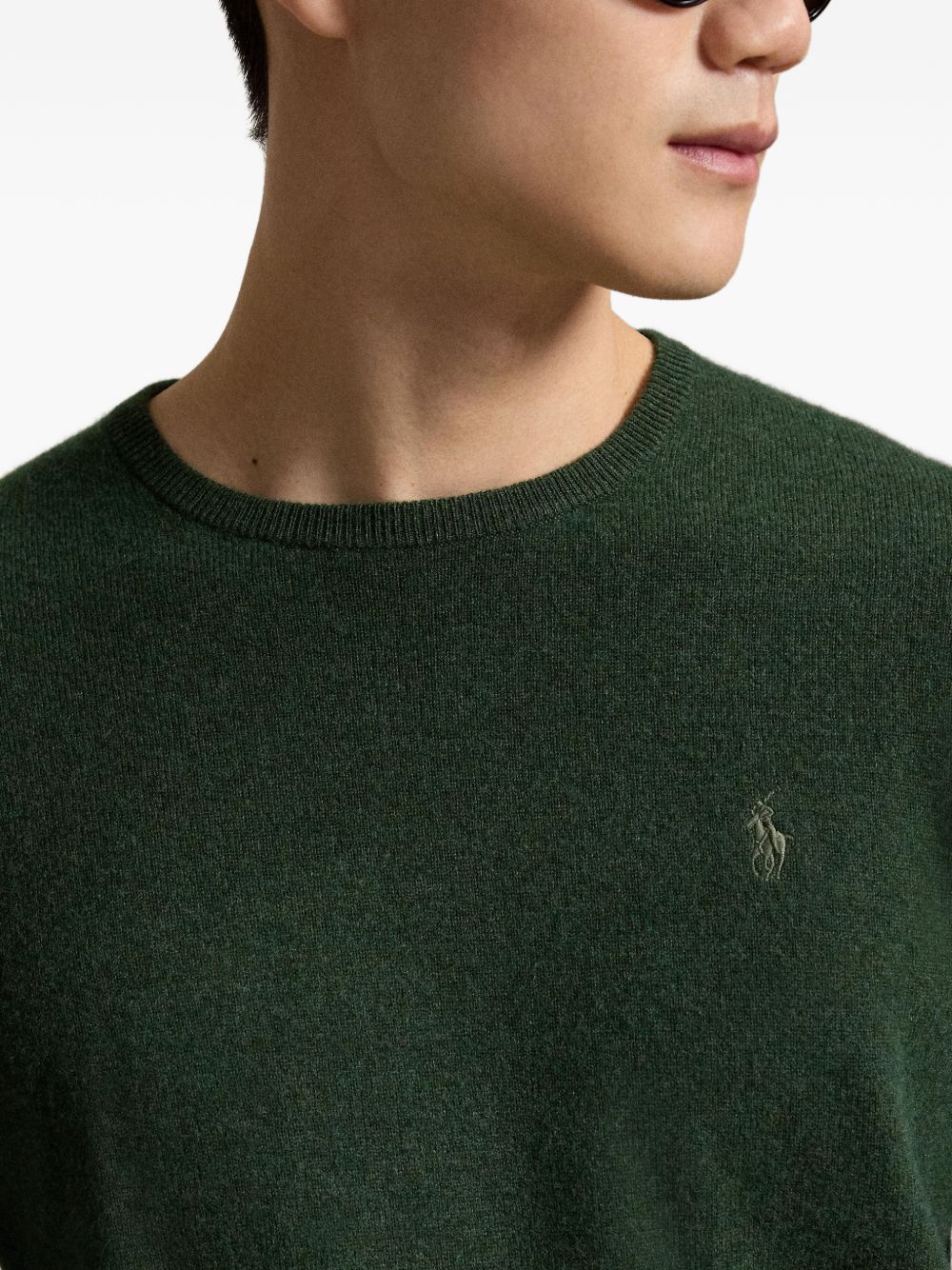 POLO RALPH LAUREN Maglia in lana verde scuro con logo