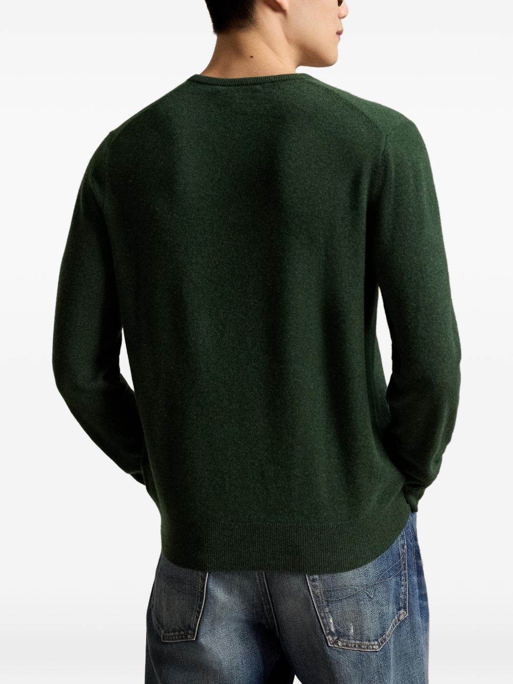 POLO RALPH LAUREN Maglia in lana verde scuro con logo