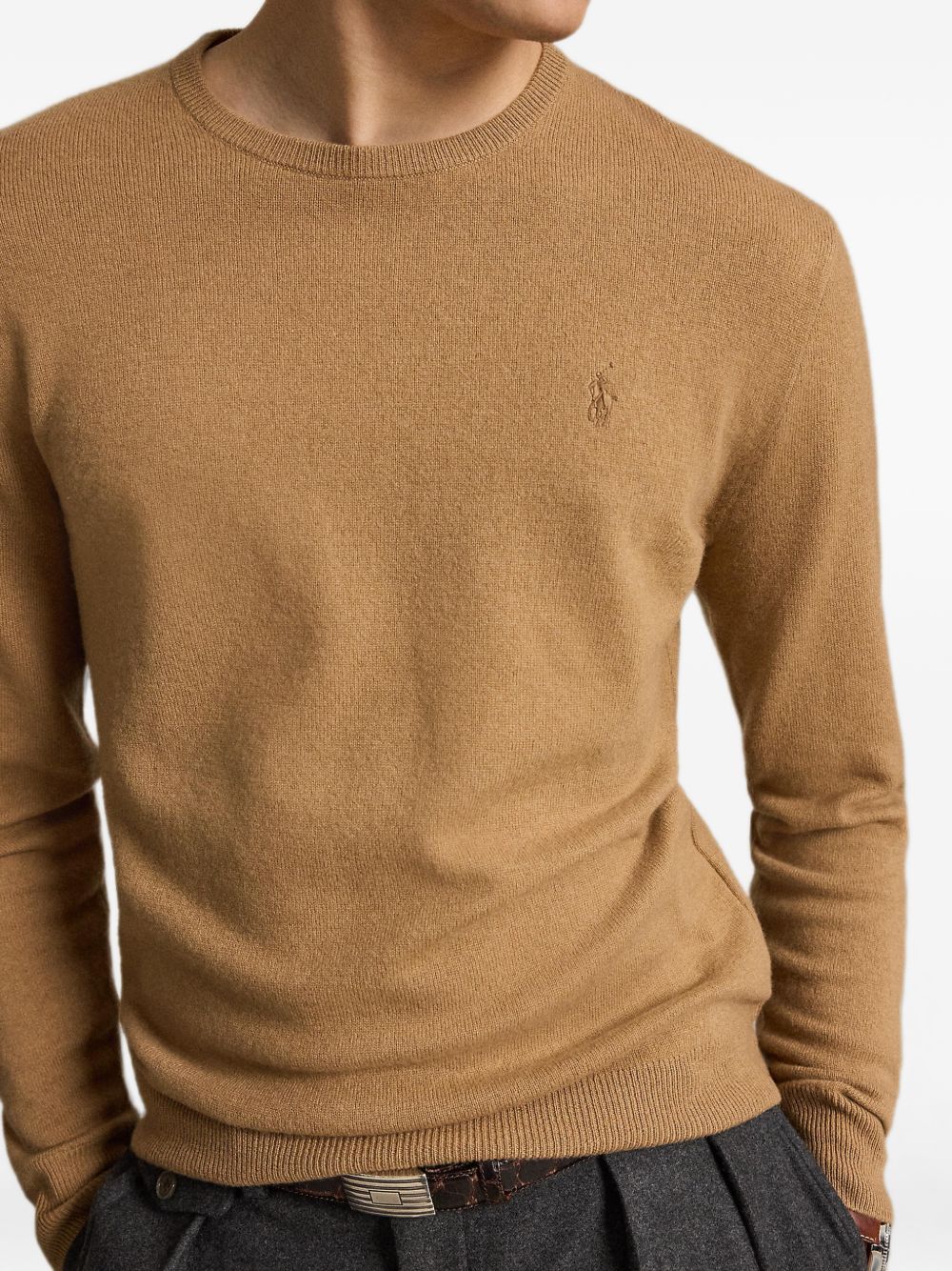 POLO RALPH LAUREN Maglia in lana color cammello con logo