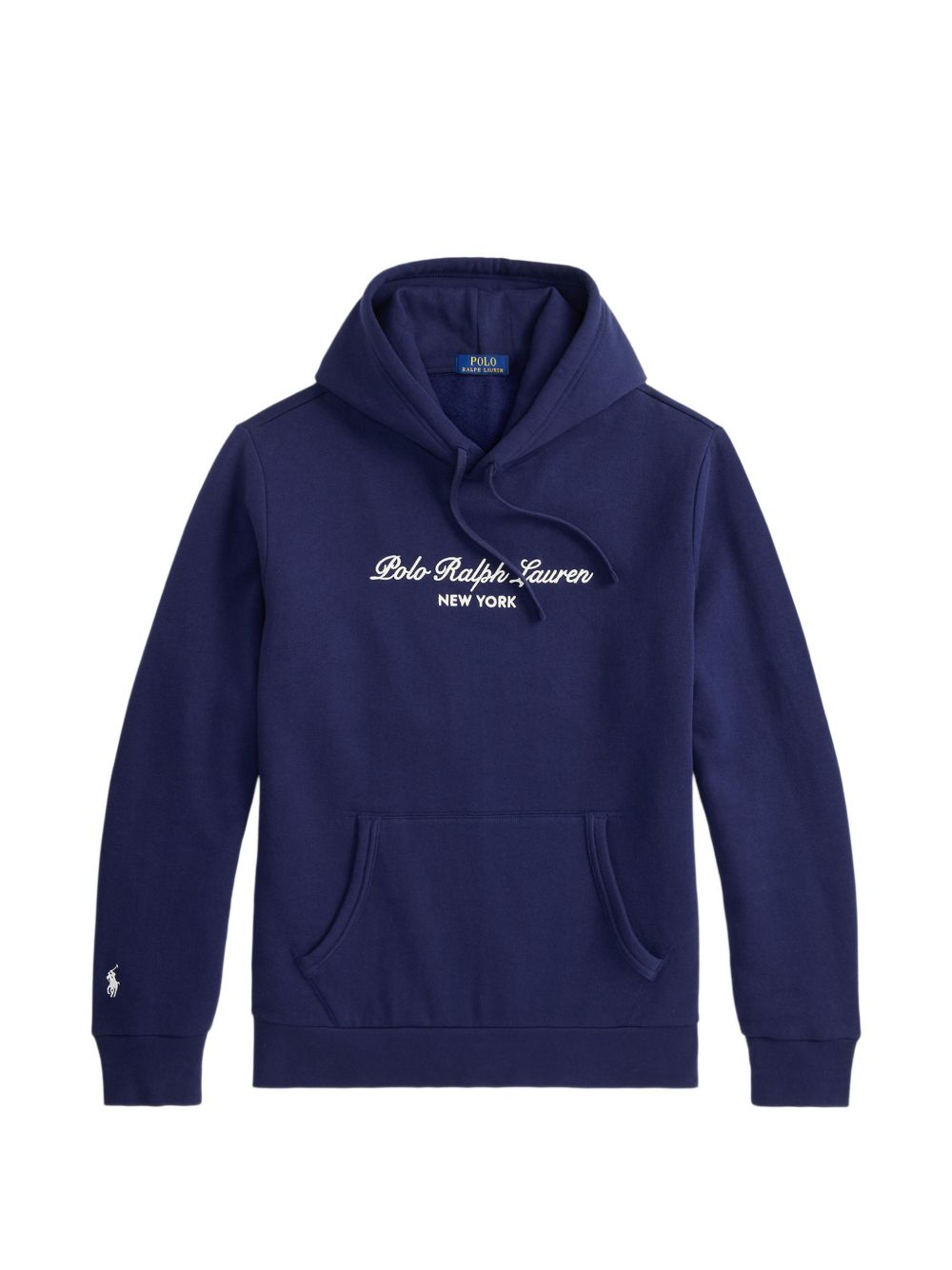 POLO RALPH LAUREN Felpa blu con cappuccio e tasca frontale marsupiale