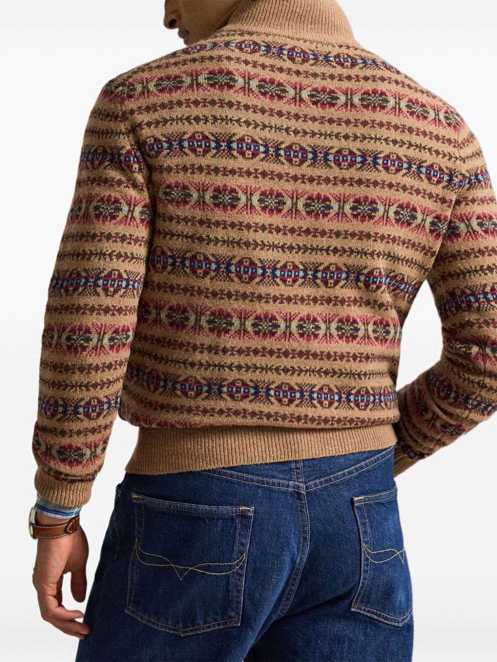 POLO RALPH LAUREN Maglia a collo alto con zip in lana con grafica e logo