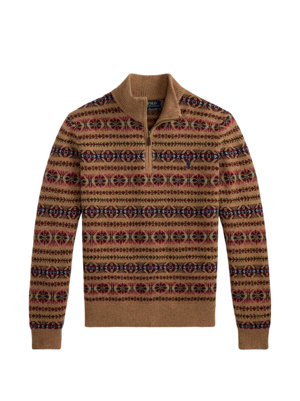 POLO RALPH LAUREN Maglia a collo alto con zip in lana con grafica e logo