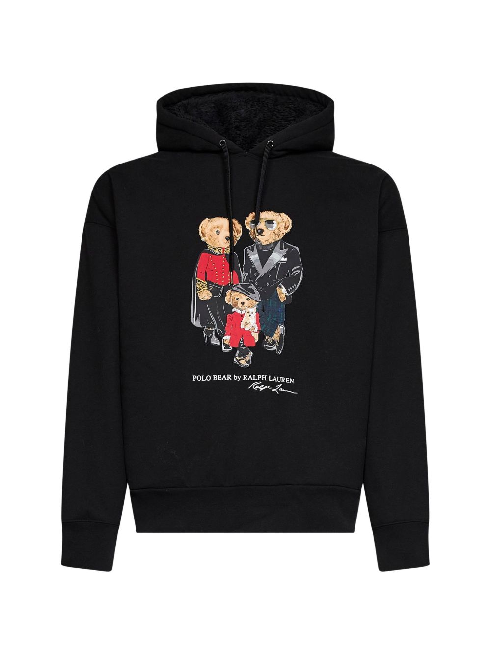 POLO RALPH LAUREN Felpa nera con cappuccio e stampa