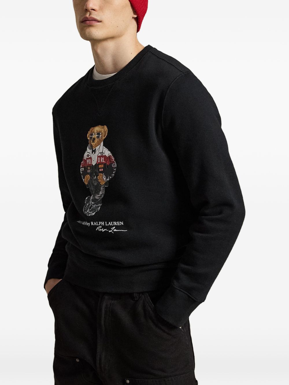 POLO RALPH LAUREN Felpa Polo Bear nera girocollo firmata