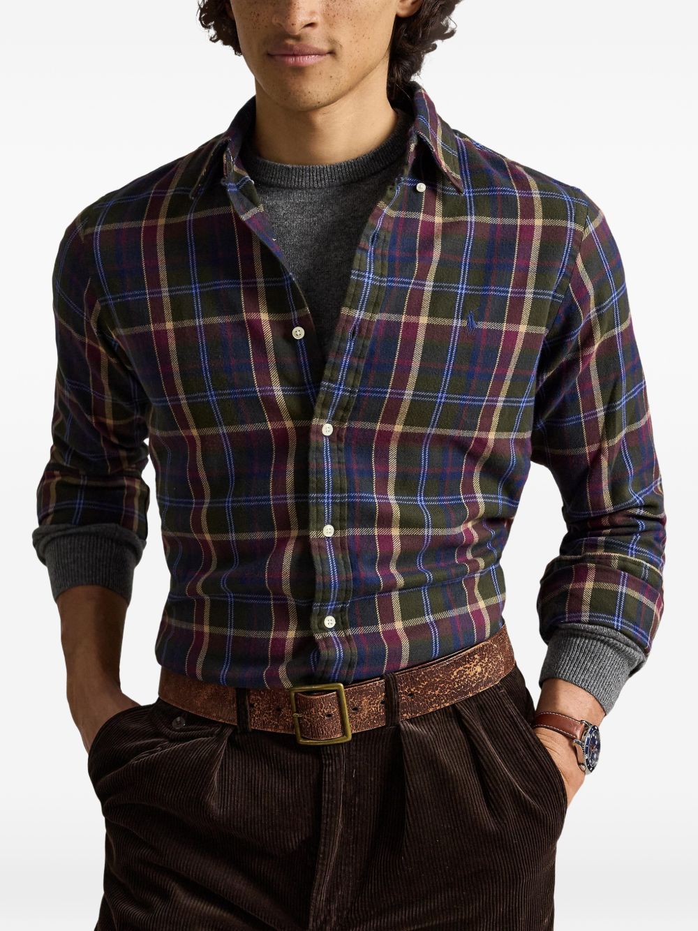 POLO RALPH LAUREN Camicia in cotone tartan verde