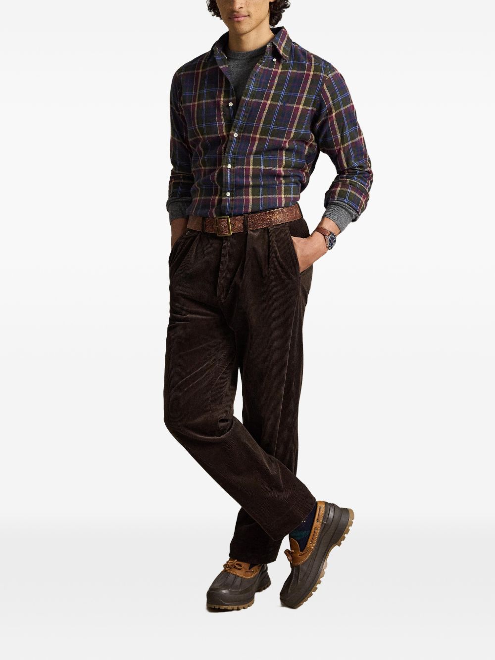 POLO RALPH LAUREN Camicia in cotone tartan verde