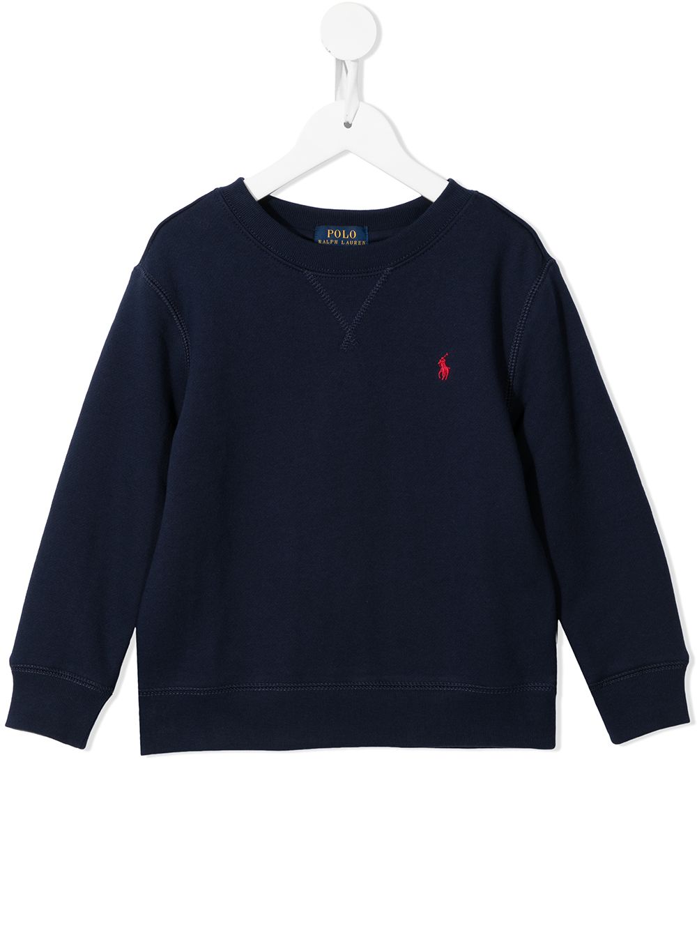 POLO RALPH LAUREN Maglia girocollo blu con logo ricamato sul petto