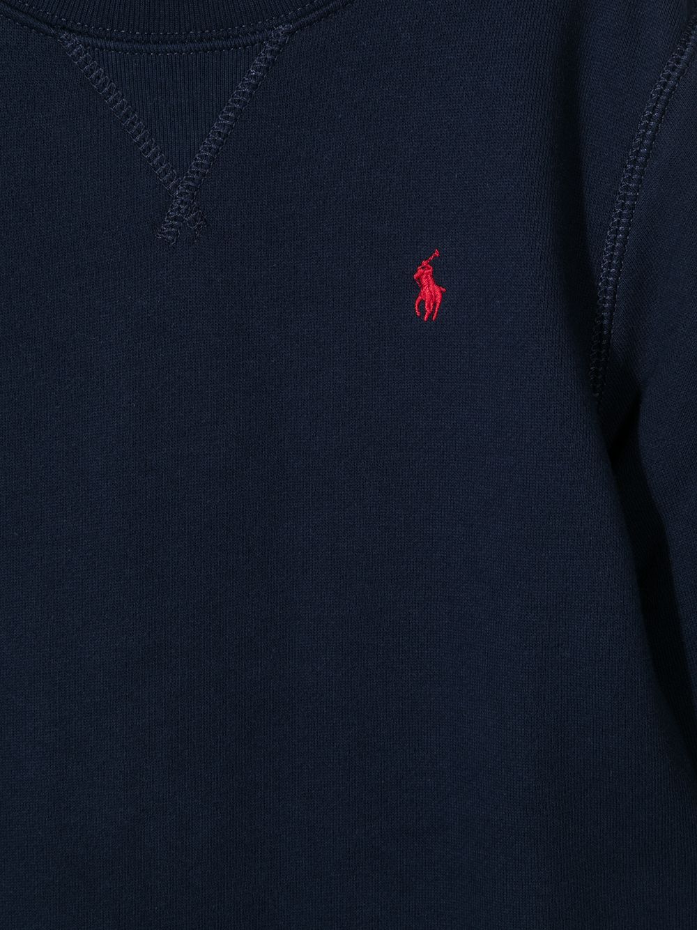 POLO RALPH LAUREN Maglia girocollo blu con logo ricamato sul petto