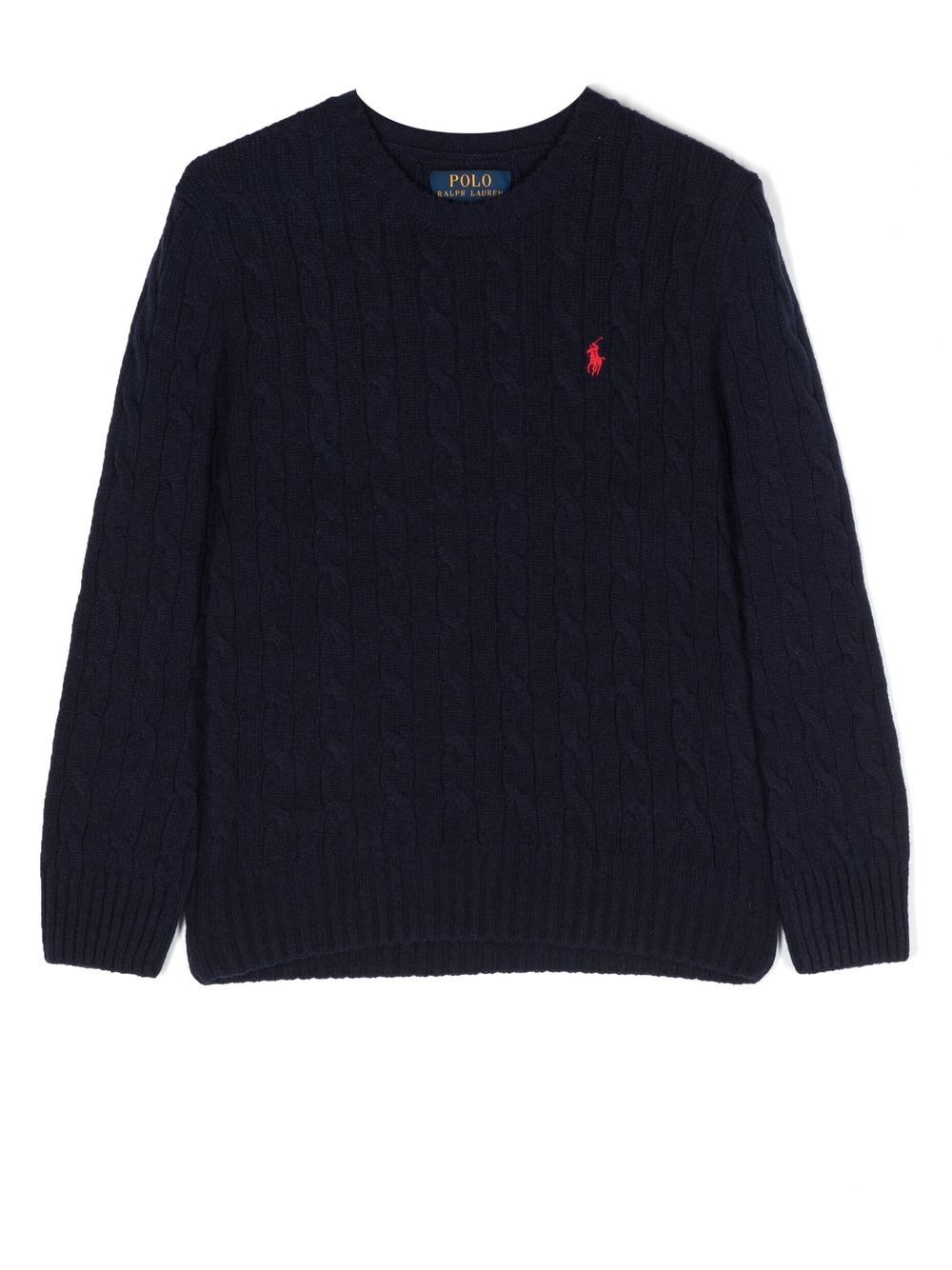 POLO RALPH LAUREN Maglia girocollo blu notte in lana a maniche lunghe