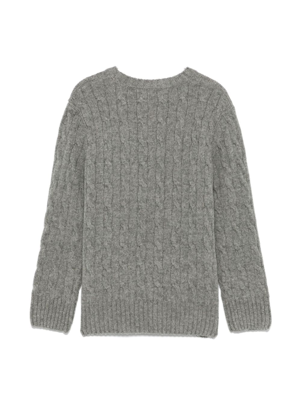 POLO RALPH LAUREN Maglia girocollo grigia in lana con texture a maglia intrecciata