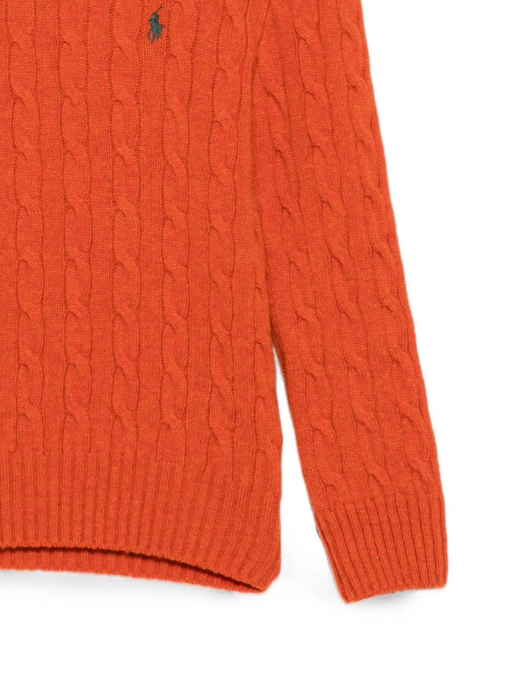 POLO RALPH LAUREN Maglia girocollo arancione in lana con texture a maglia intrecciata