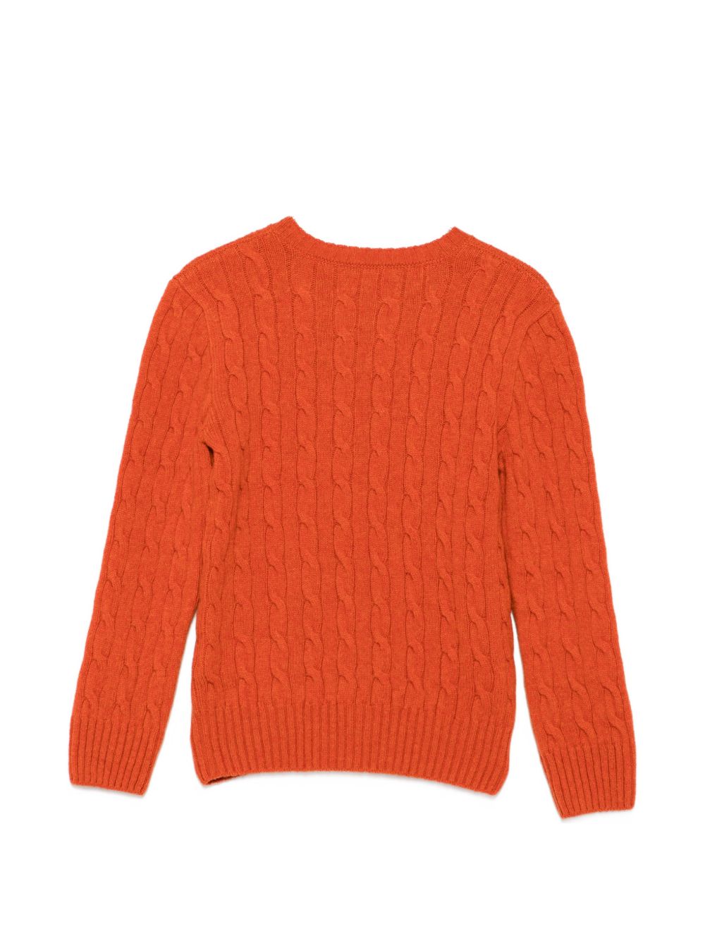 POLO RALPH LAUREN Maglia girocollo arancione in lana con texture a maglia intrecciata