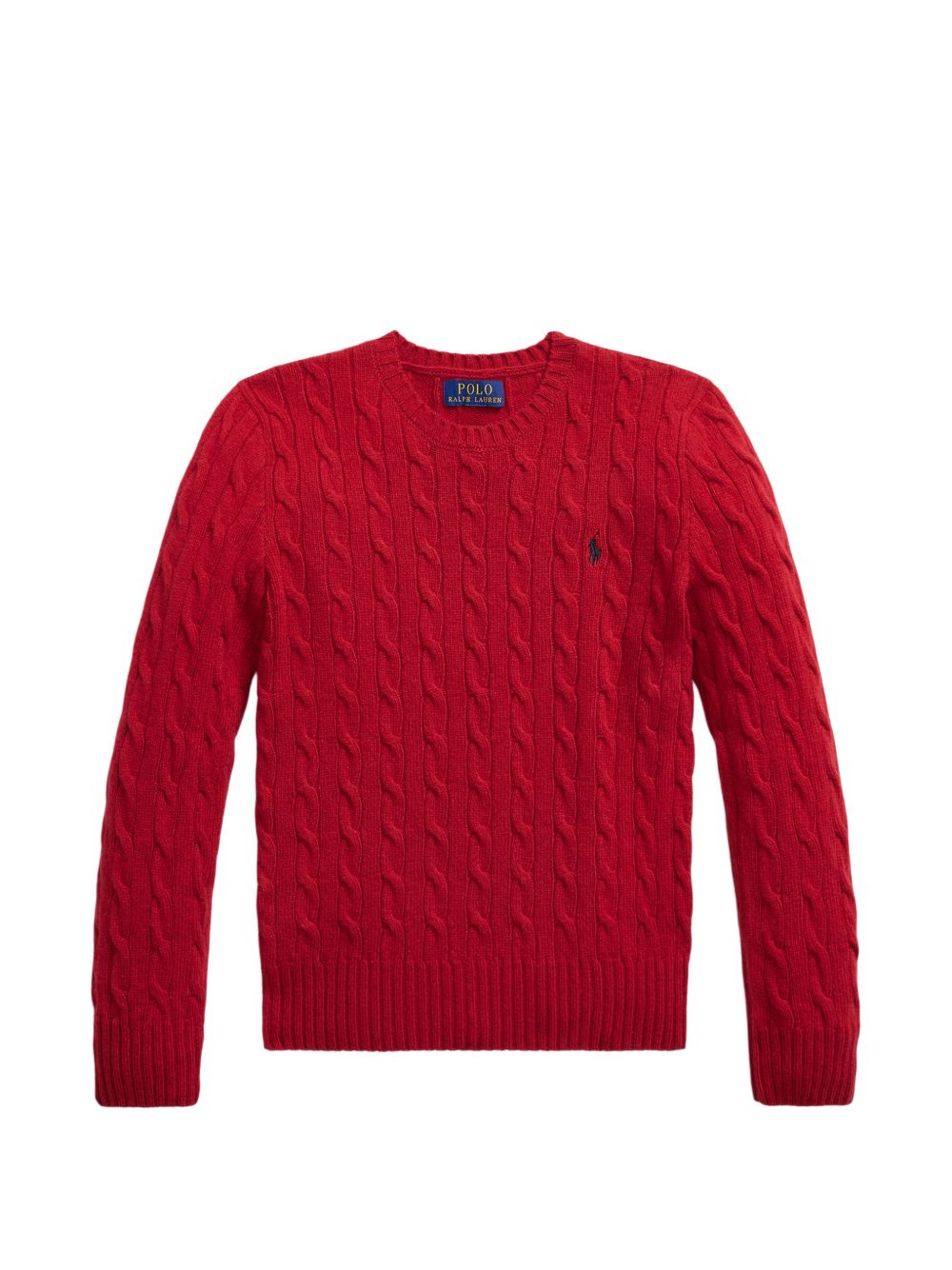 POLO RALPH LAUREN Maglia girocollo rossa in lana con logo