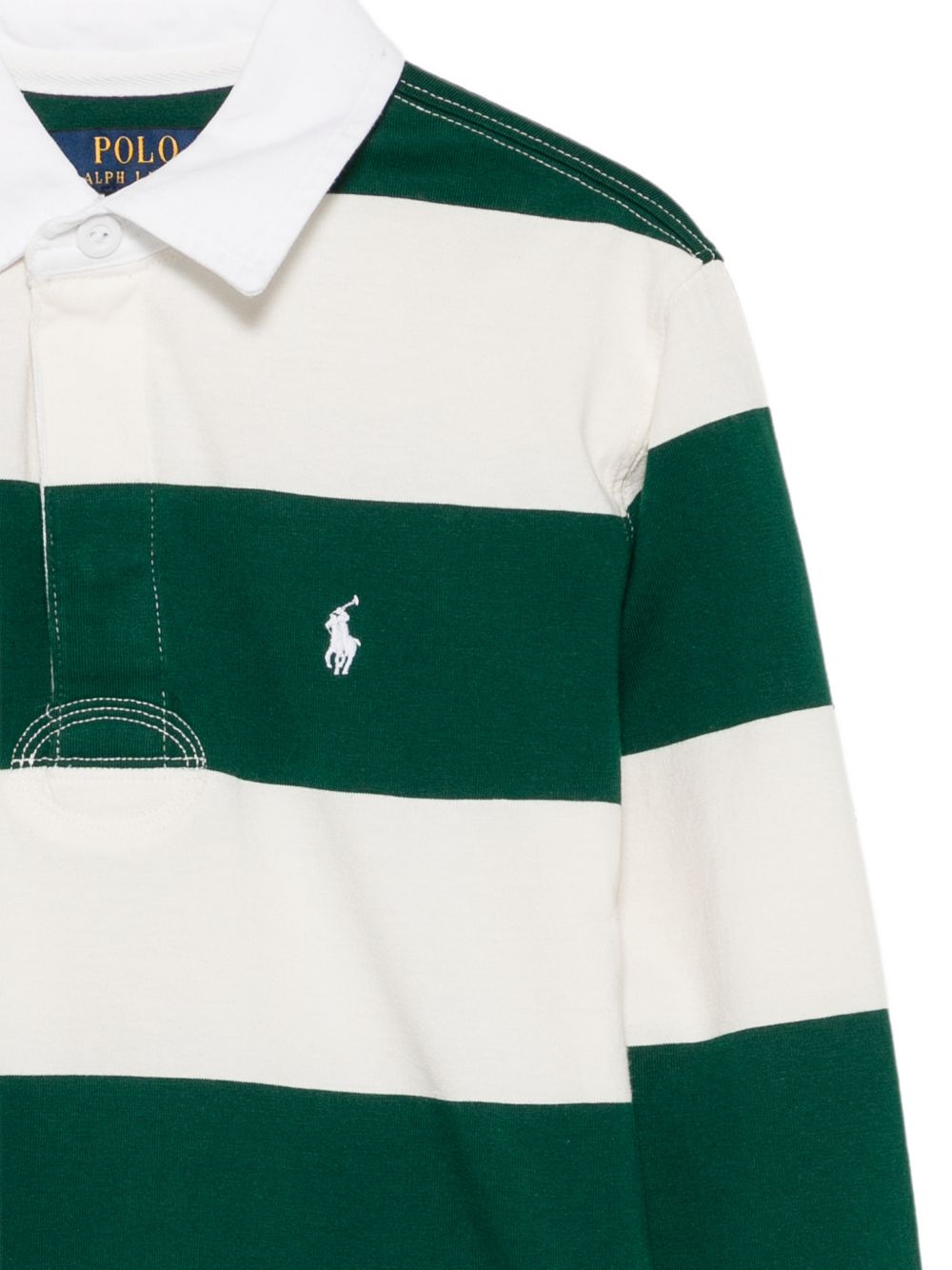 POLO RALPH LAUREN Polo in cotone a righe bianche e verdi