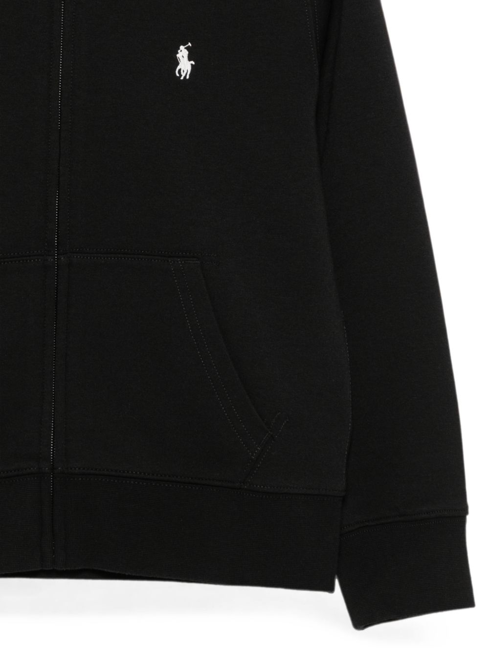 POLO RALPH LAUREN Felpa nera in cotone con cappuccio e tasche