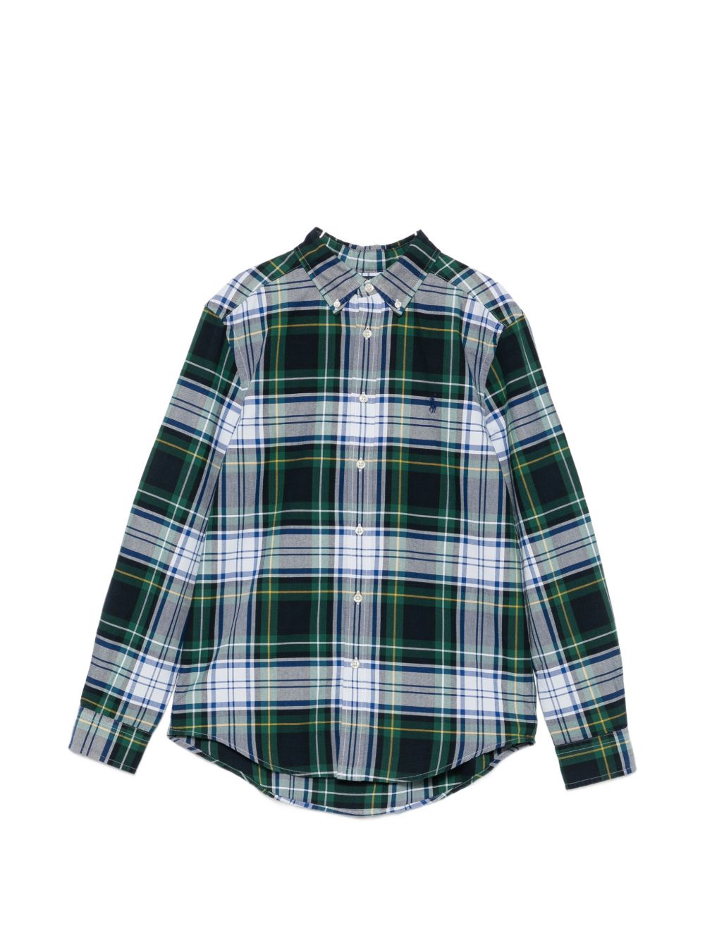 POLO RALPH LAUREN Camicia in cotone a quadri scozzesi verdi con logo