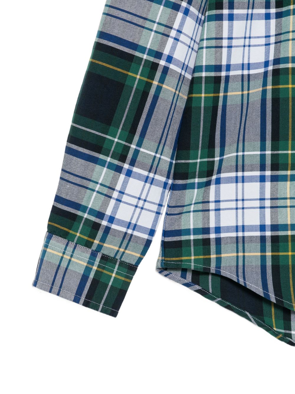 POLO RALPH LAUREN Camicia in cotone a quadri scozzesi verdi con logo