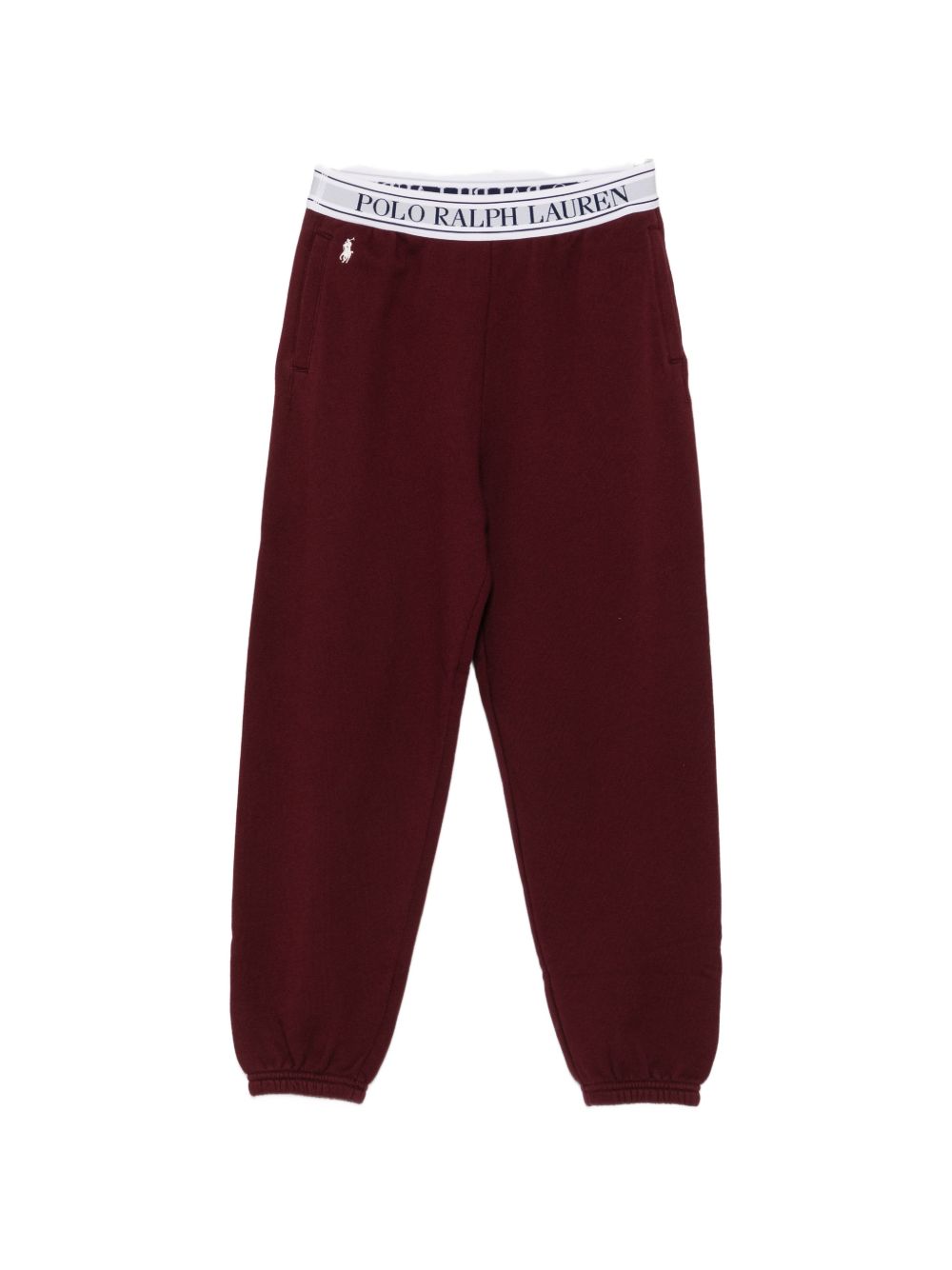 POLO RALPH LAUREN Pantaloni sportivi rosso bordeaux in cotone con elastico