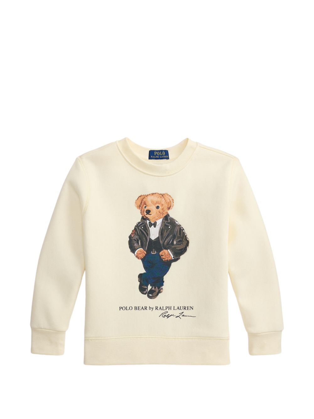 POLO RALPH LAUREN Felpa Polo Bear girocollo color crema in cotone