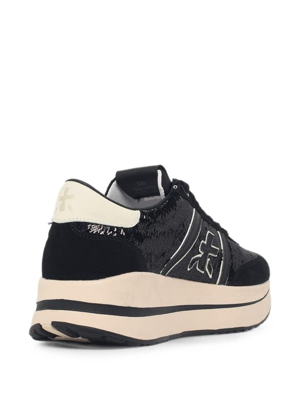 PREMIATA Sneakers Bethcoin in pelle nera con doppia suola e dettagli bianchi