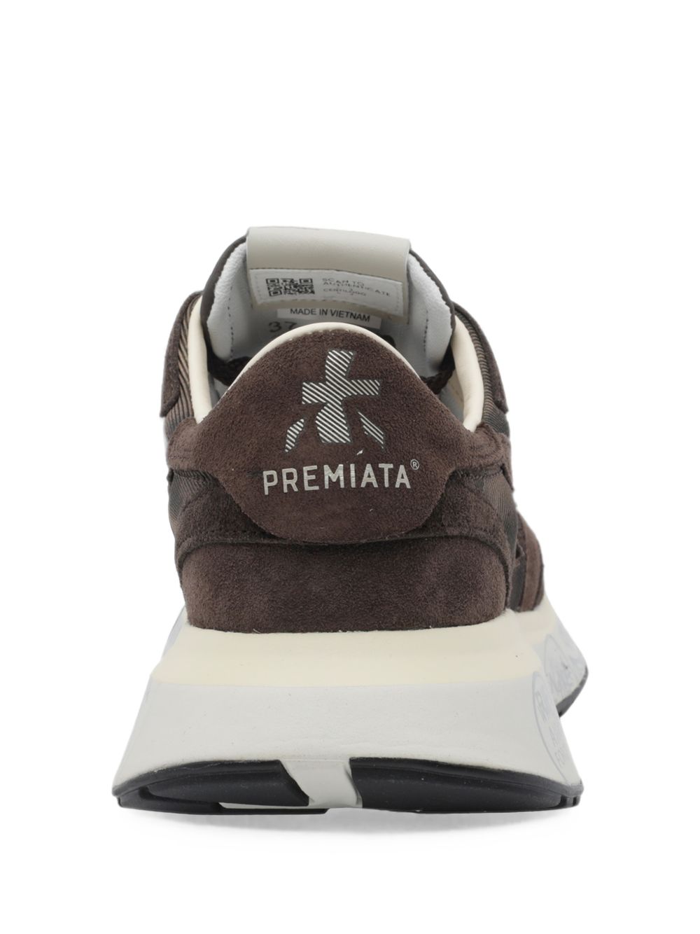 PREMIATA Sneakers in Suede e Tessuto Marroni con Dettagli Panna e Animalier