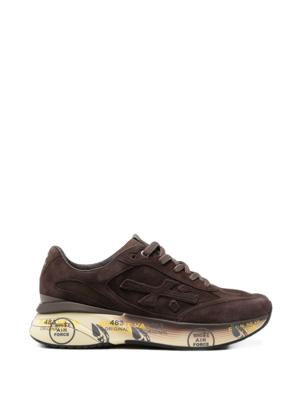 PREMIATA Sneakers marroni in suede con logo grigio