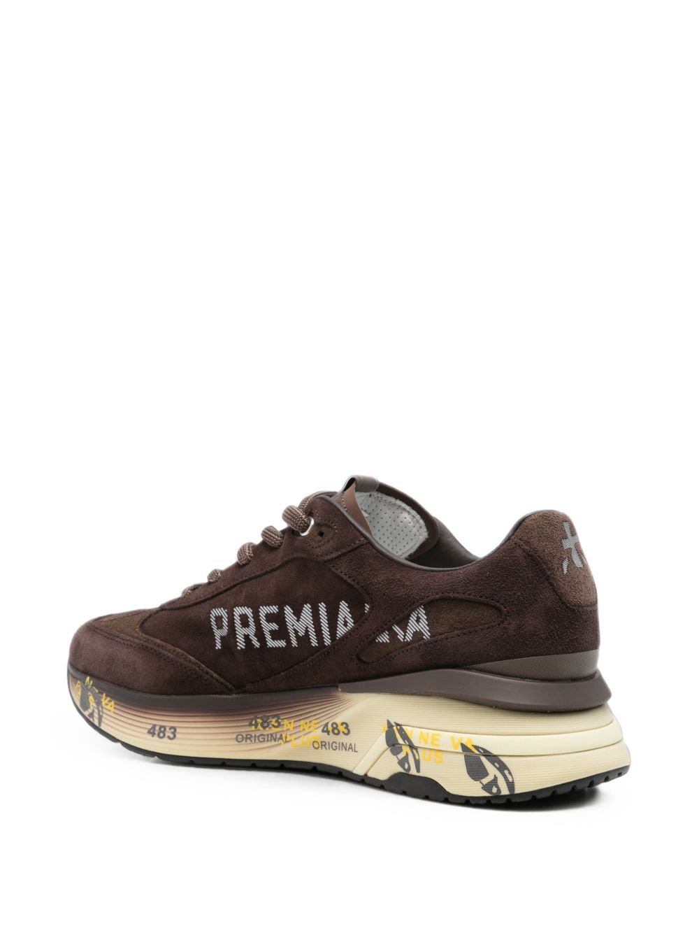 PREMIATA Sneakers marroni in suede con logo grigio