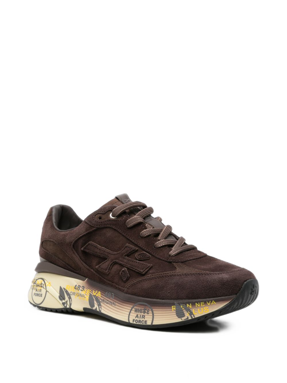 PREMIATA Sneakers marroni in suede con logo grigio