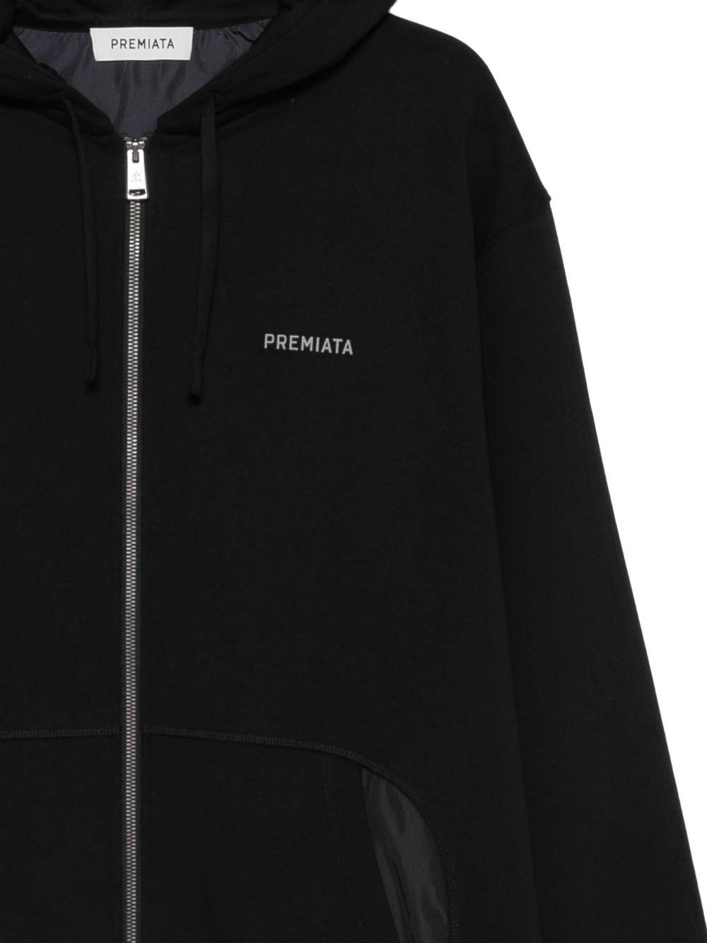 PREMIATA Felpa nera con cappuccio, zip e tasche