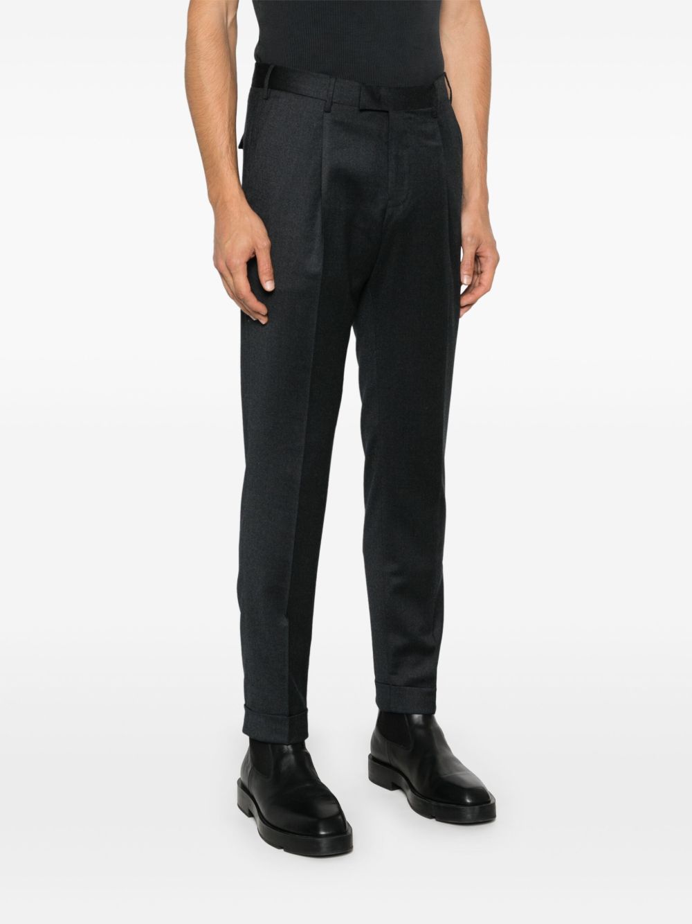 PT TORINO Pantalone elegante grigio antracite in lana con pinces firm
