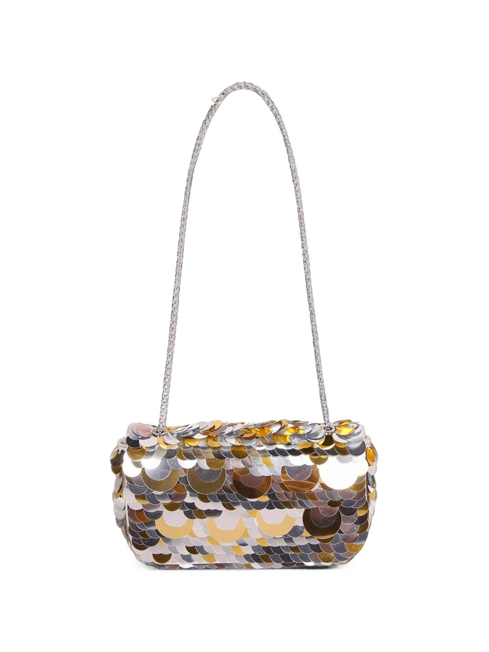 RABANNE Borsa a mano in pelle con finitura metallizzata oro e argento