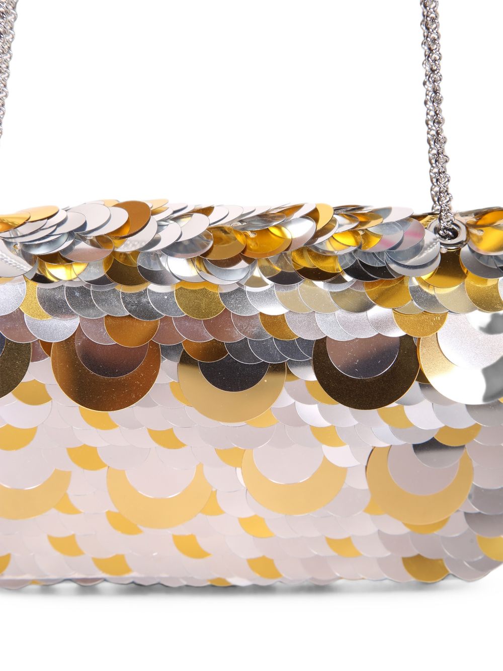 RABANNE Borsa a mano in pelle con finitura metallizzata oro e argento
