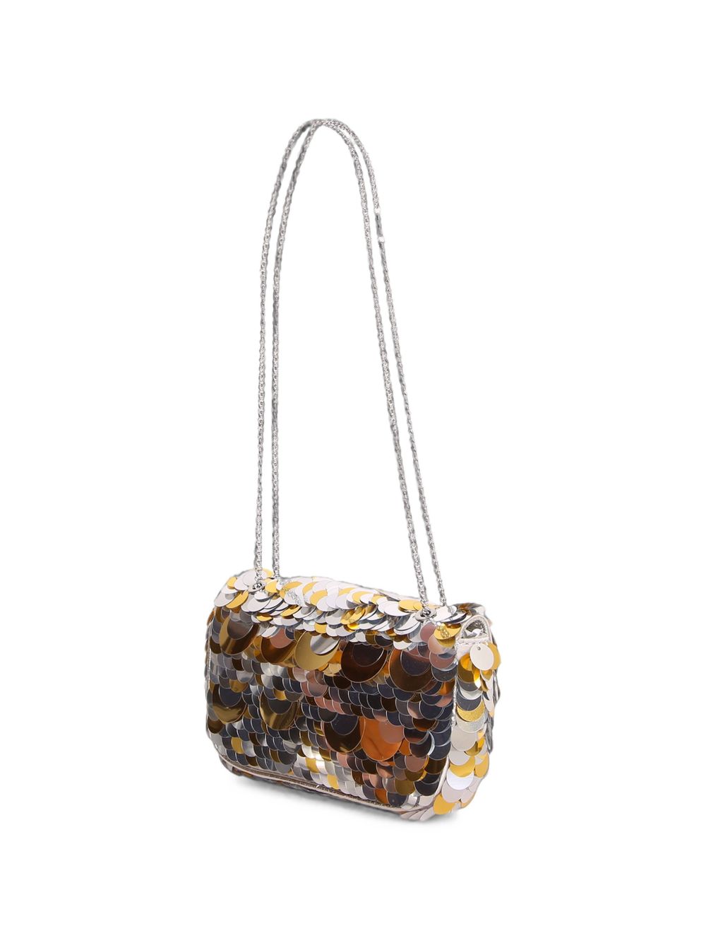RABANNE Borsa a mano in pelle con finitura metallizzata oro e argento