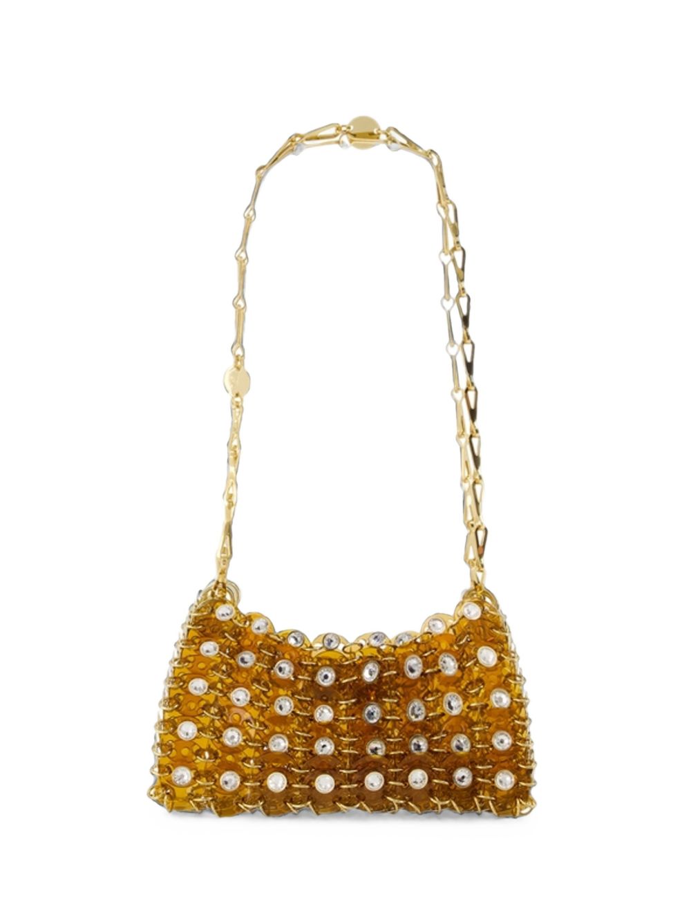 RABANNE Borsa a spalla 1969 Nano in maglia metallica dorata