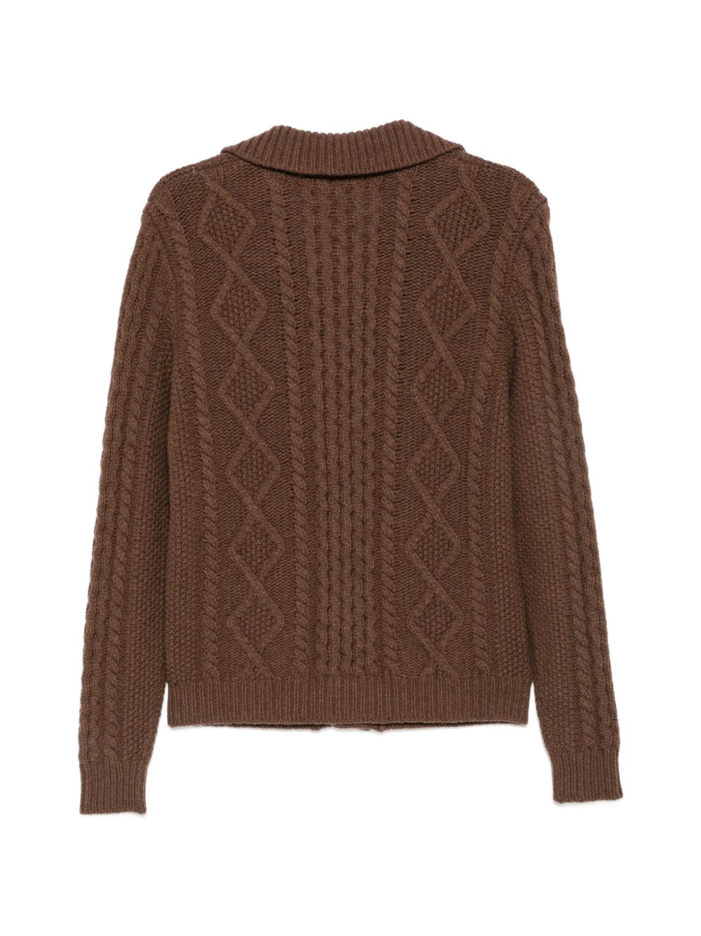 RAKKI Cardigan marrone in lana con colletto polo
