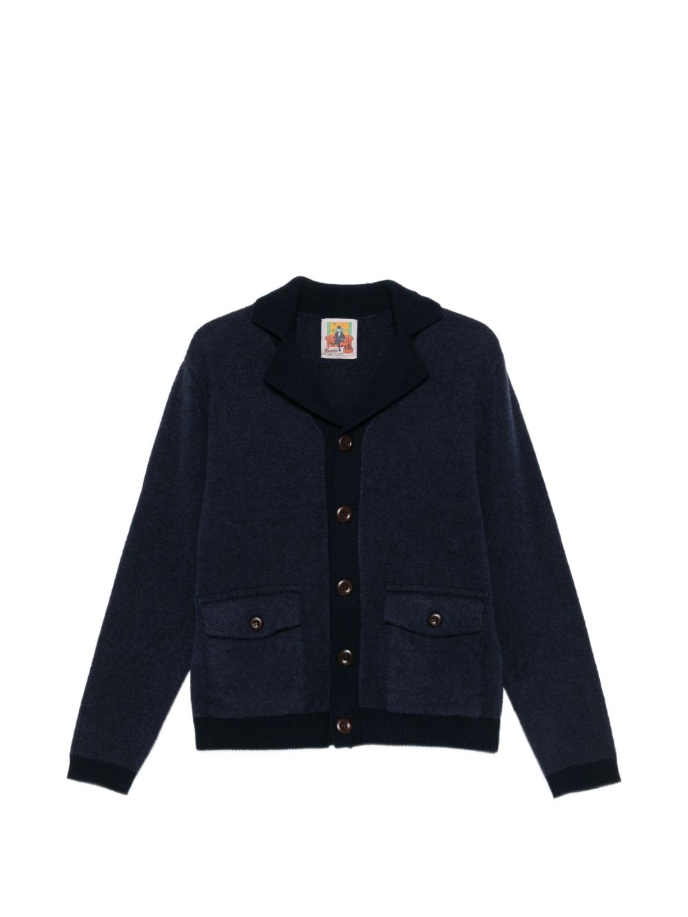 RAKKI Cardigan-giacca blu in lana con tasche