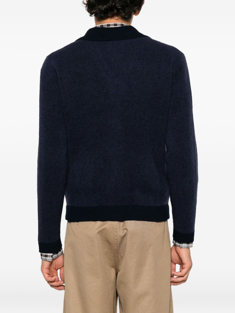 RAKKI Cardigan-giacca blu in lana con tasche
