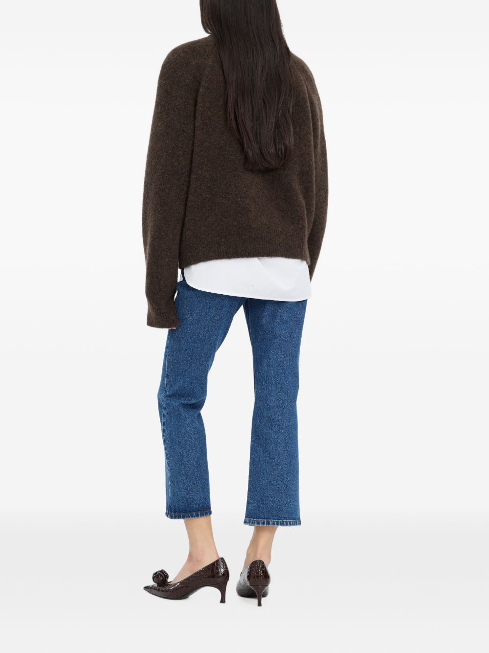 ROTATE Maglione Andie marrone in alpaca con motivo floreale