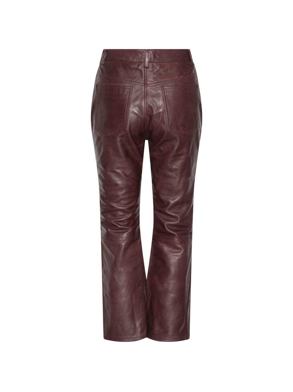 ROTATE Pantaloni in pelle modello capri color mogano