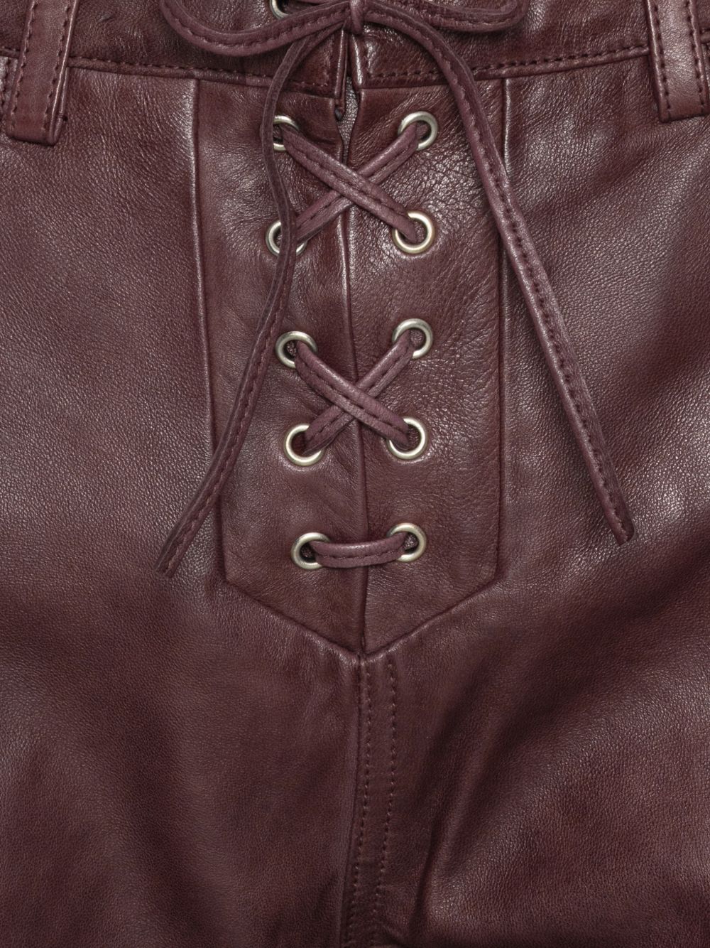 ROTATE Pantaloni in pelle modello capri color mogano