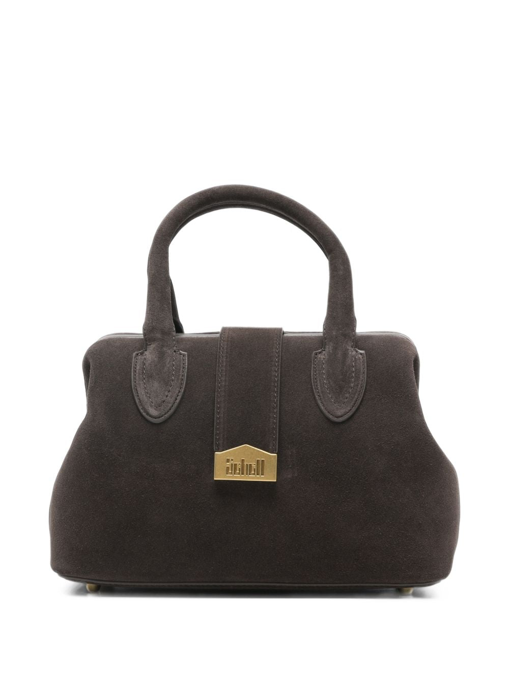 SCHELL Borsa a mano piccola color cioccolato in pelle scamosciata con tracolla removibile
