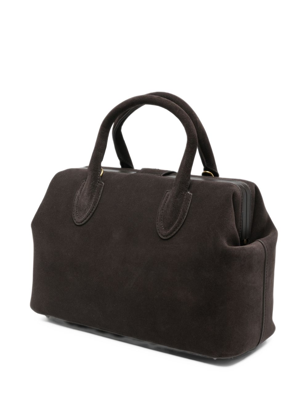 SCHELL Borsa a mano media in pelle scamosciata marrone scuro