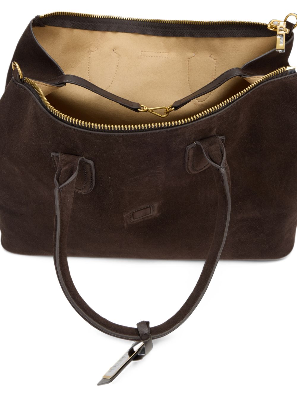 SCHELL Borsa a mano LARGE in pelle scamosciata marrone scuro