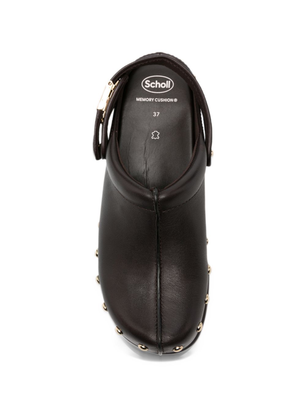 SCHOLL Zoccoli Phoebe in pelle moro con borchie