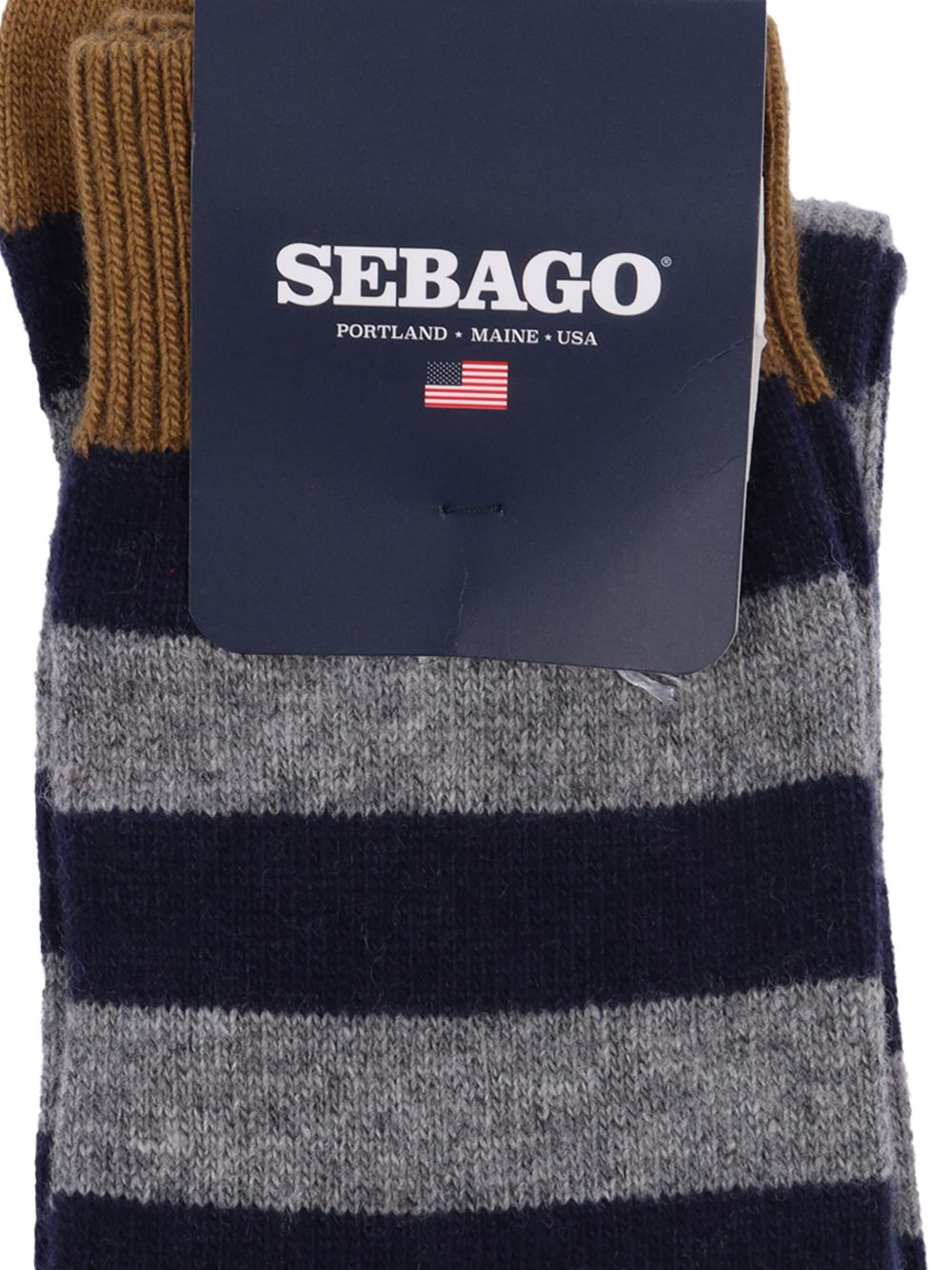 SEBAGO Solon calze unisex a righe nautiche navy, grigio e giallo senape