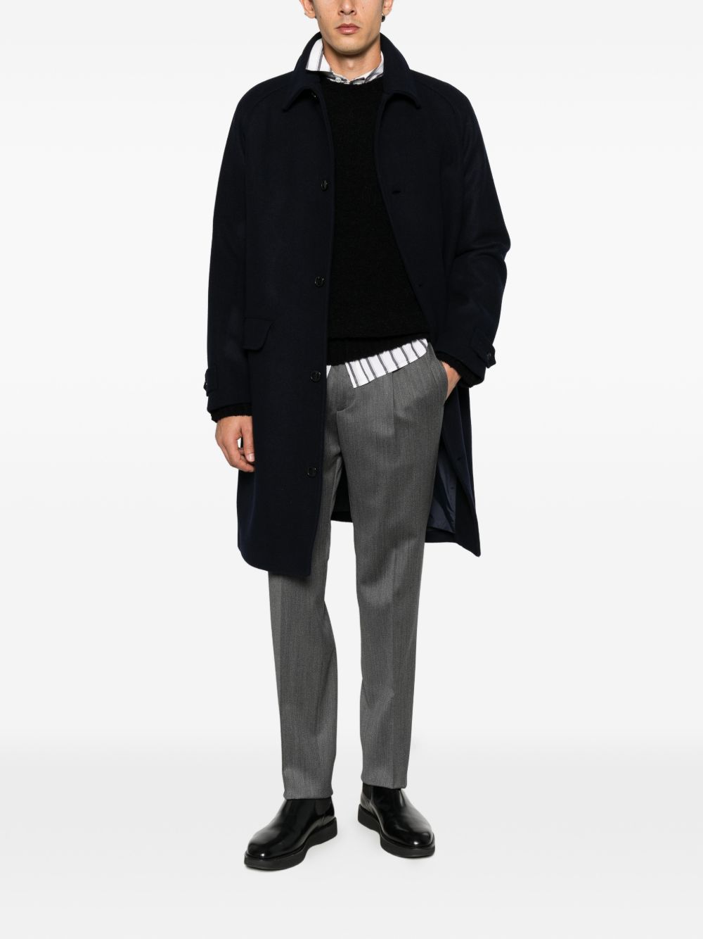 SEBAGO Cappotto Beals lungo blu scuro in lana